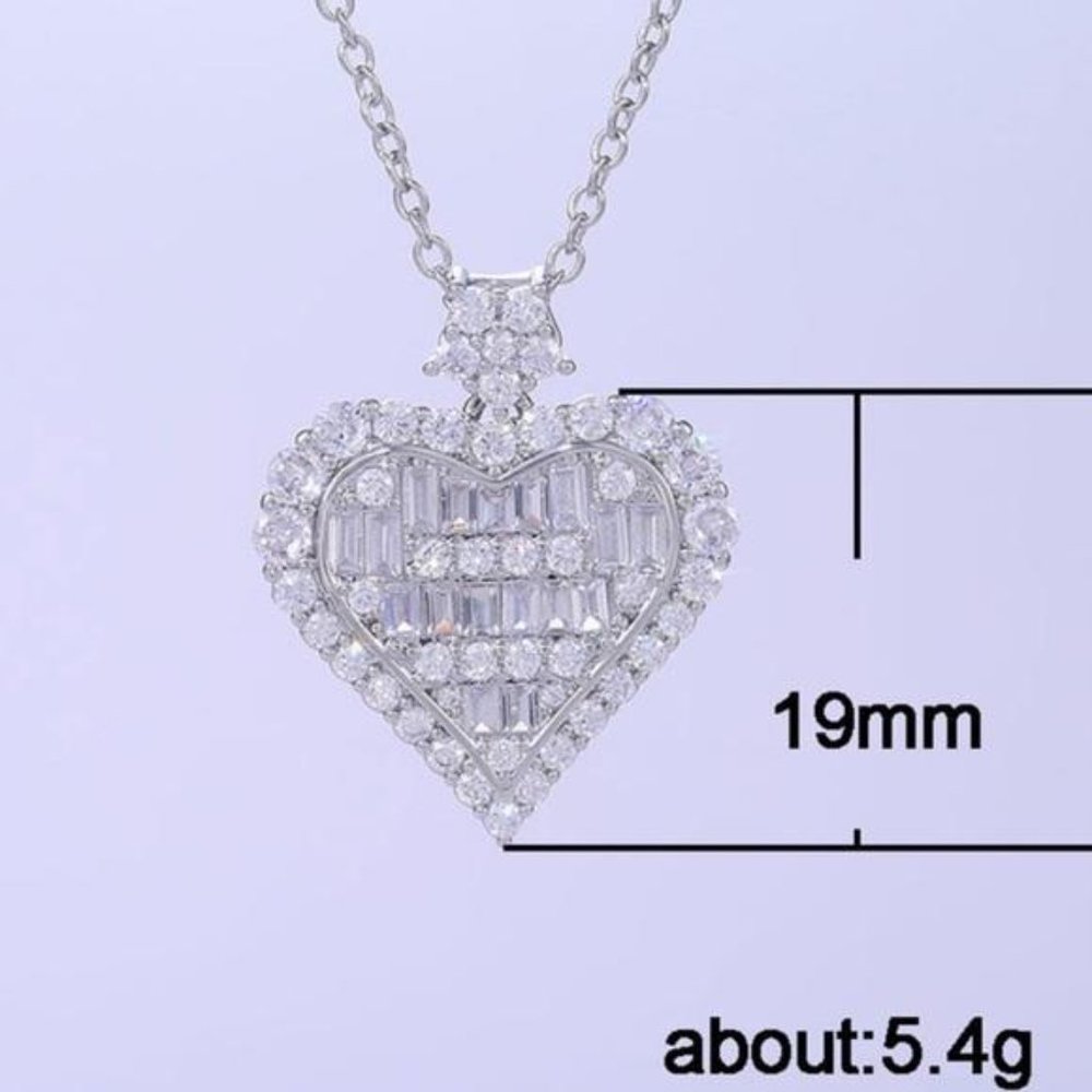 NEW 925 STERLING SILVER DIAMOND PENDANT NECKLACE, NICE NECKLACE, CUTE NECKLACE - Picture 6 of 8